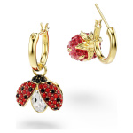 Idyllia drop earrings Set (3), Ladybug, Clover, Strawberry, Multicolored, Gold-tone plated